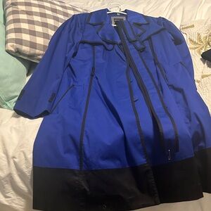 Elegant Blue and Black Trench Coat